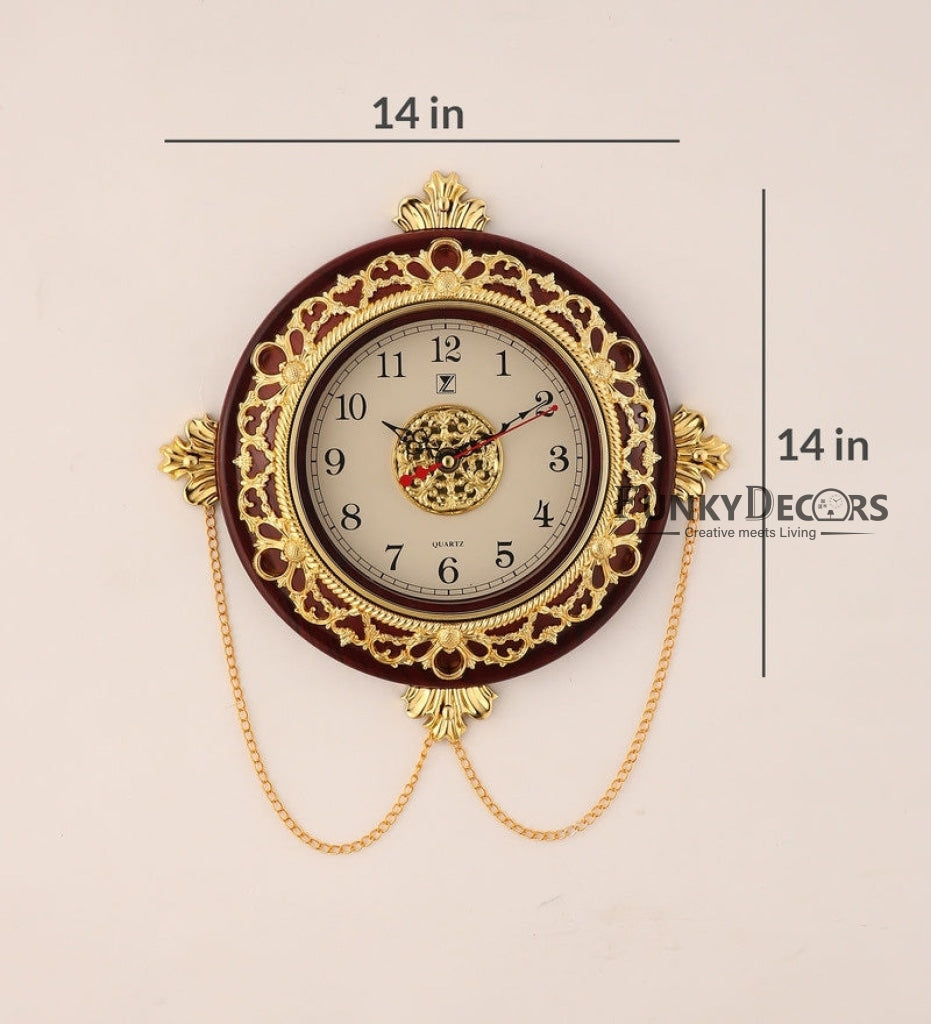 Funkytradition Royal Designer Gold Plated Premium Wall Clock For Home Office Decor And Gifts