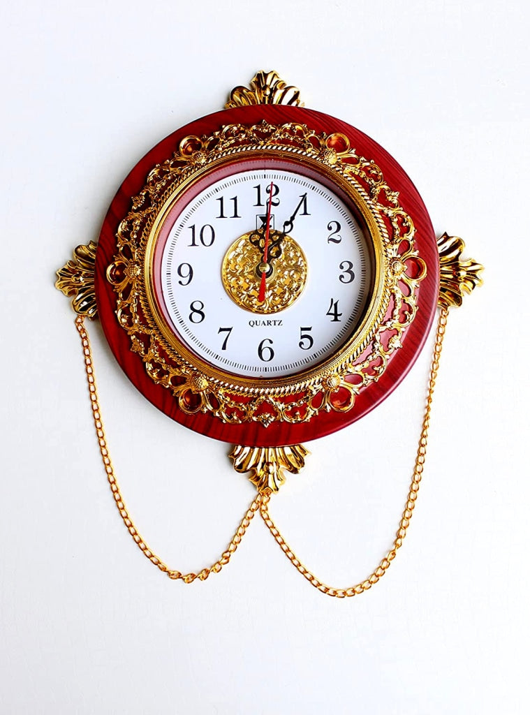 Funkytradition Royal Designer Gold Plated Premium Wall Clock For Home Office Decor And Gifts