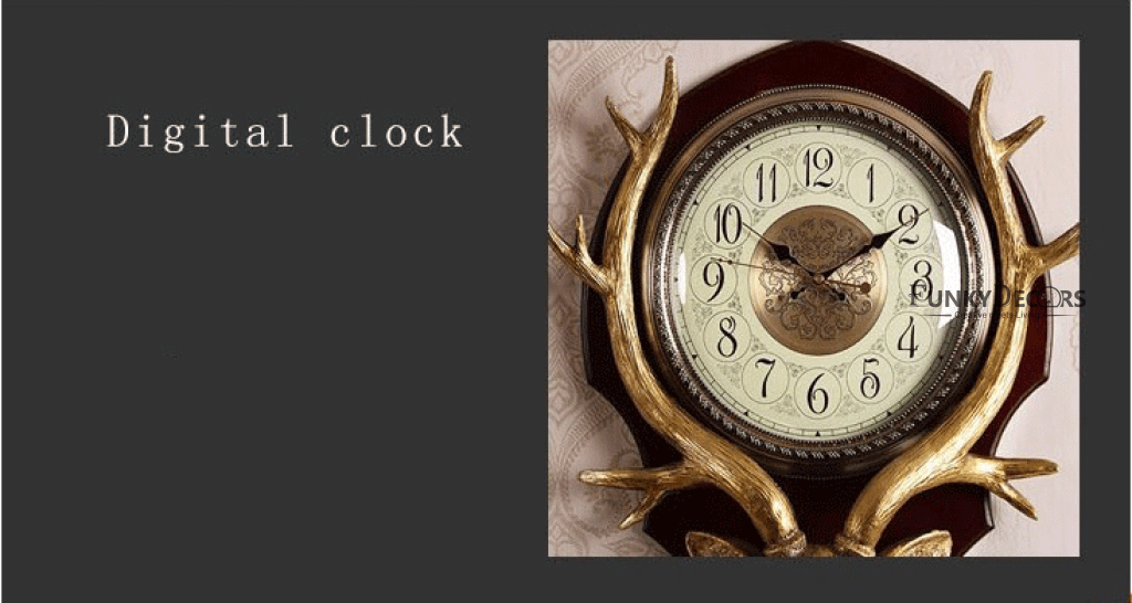 Funkytradition Royal Gold Reindeer Wall Clock For Home Office Decor And Gifts 72 Cm Tall Clocks