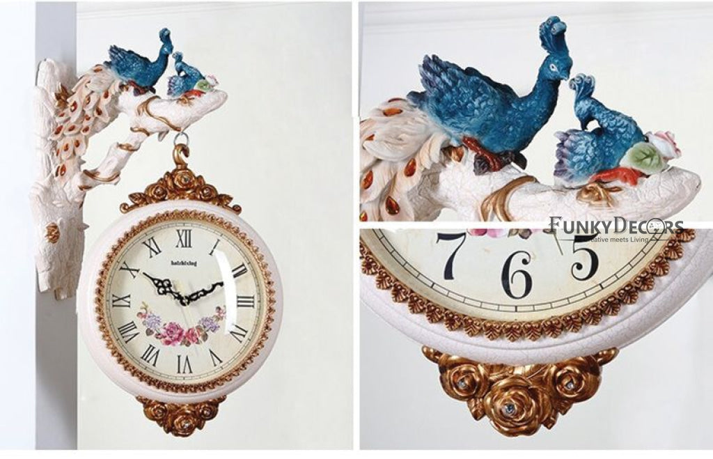 Funkytradition Royal Peacock Watch European-Style Double-Sided Wall Clock 65 Cm Tall Clocks