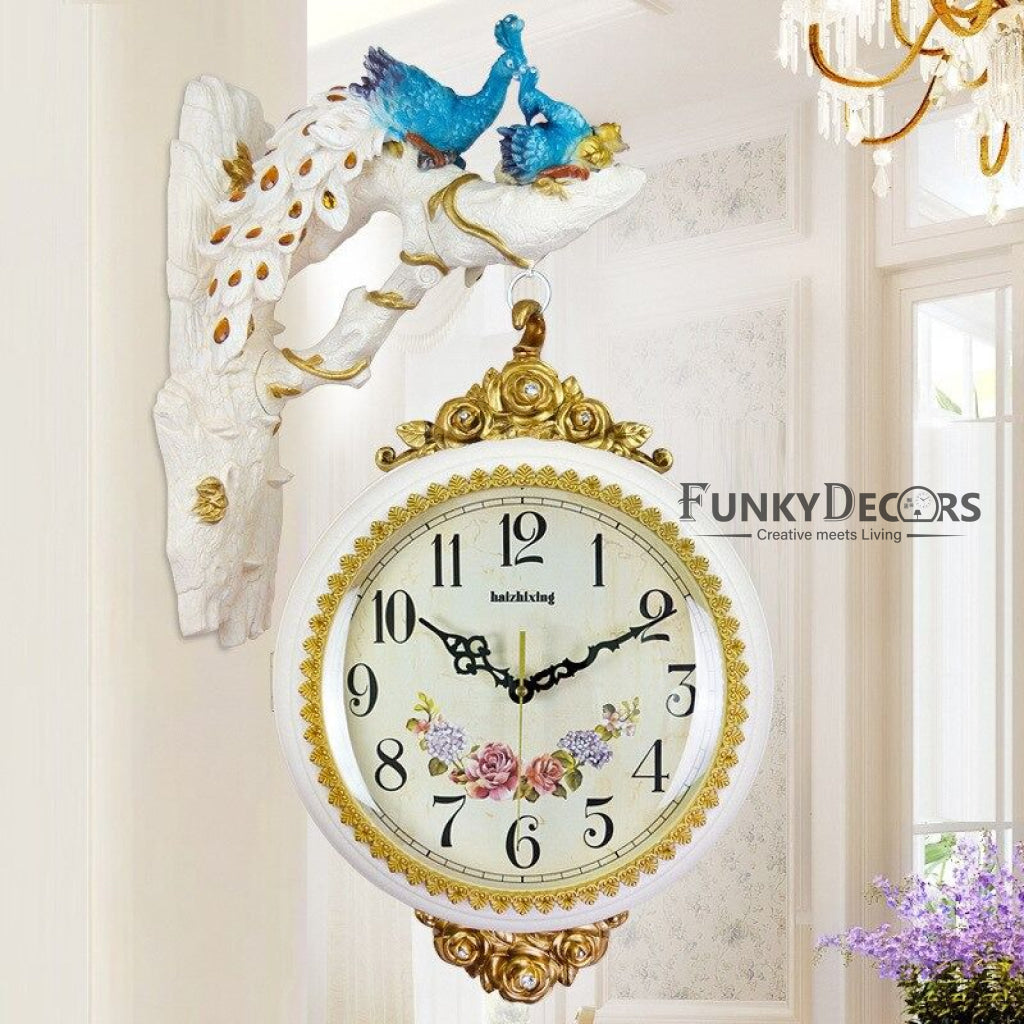 Funkytradition Royal Peacock Watch European-Style Double-Sided Wall Clock 65 Cm Tall Clocks