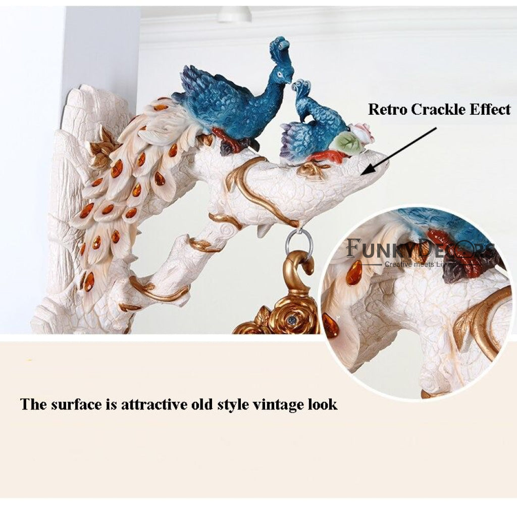 Funkytradition Royal Peacock Watch European-Style Double-Sided Wall Clock 65 Cm Tall Clocks