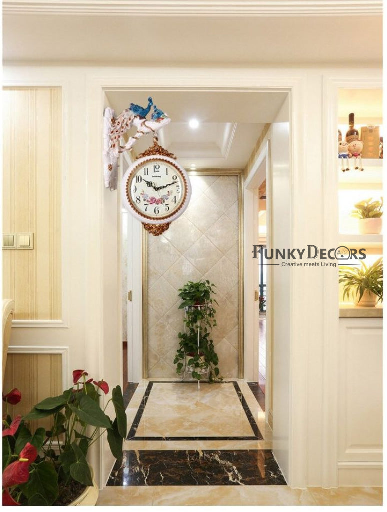 Funkytradition Royal Peacock Watch European-Style Double-Sided Wall Clock 65 Cm Tall Clocks