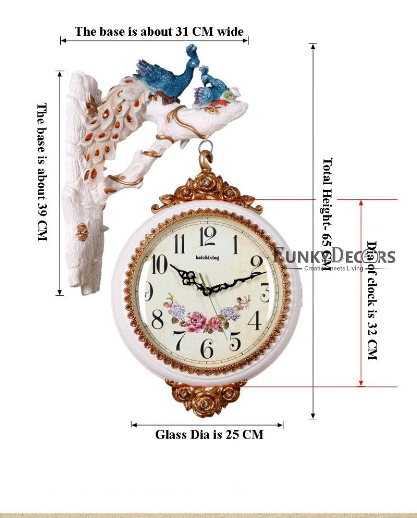 Funkytradition Royal Peacock Watch European-Style Double-Sided Wall Clock 65 Cm Tall Clocks