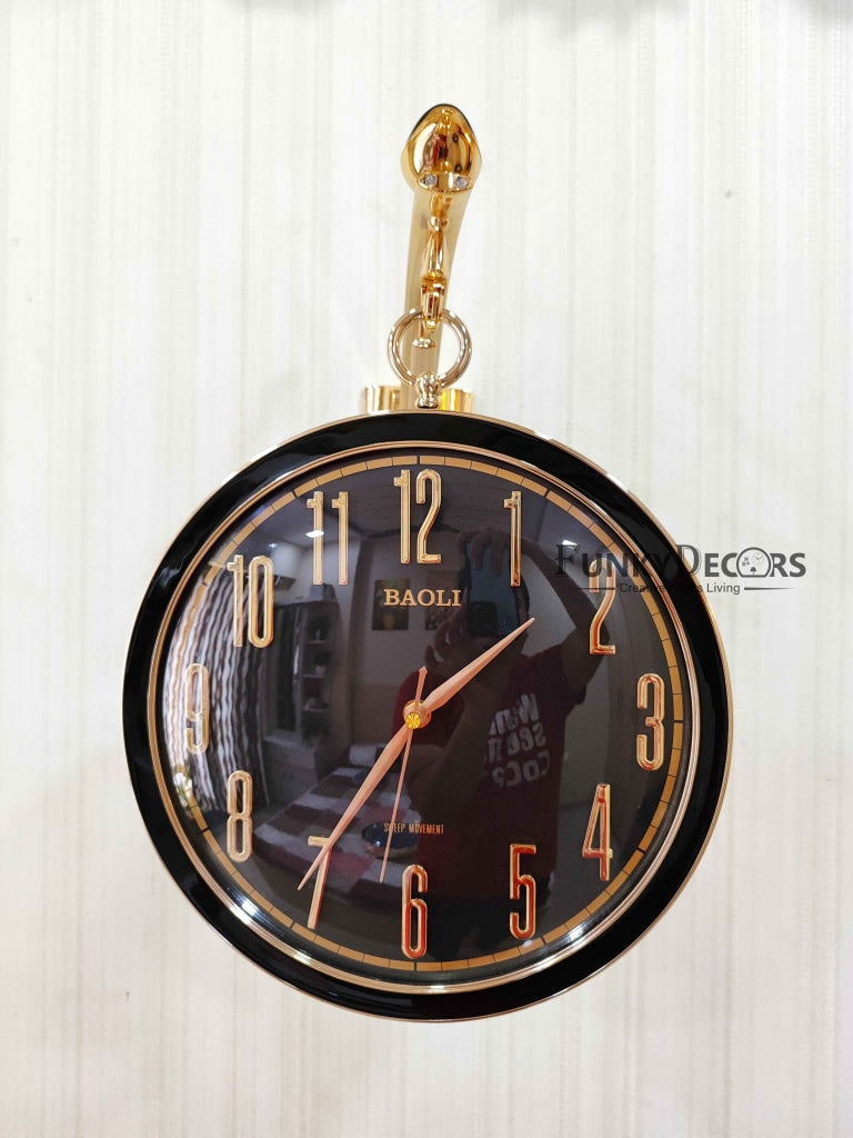Funkytradition Sparrow Designer Antique-Look Golden Blue-Black-White Round Wall Hanging Double Sided