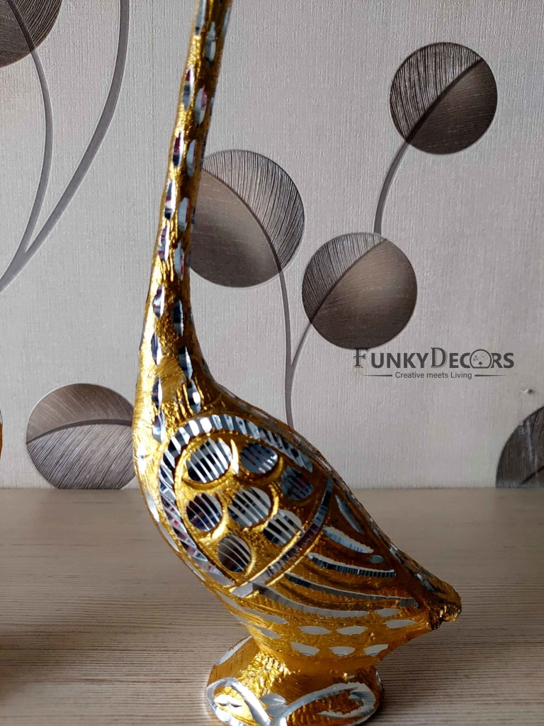 FunkyTradition Swan Love Birds Collectible Statue Metal Showpiece 28 Cm Tall Figurines