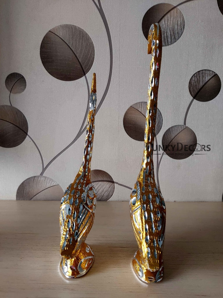 FunkyTradition Swan Love Birds Collectible Statue Metal Showpiece 28 Cm Tall Figurines