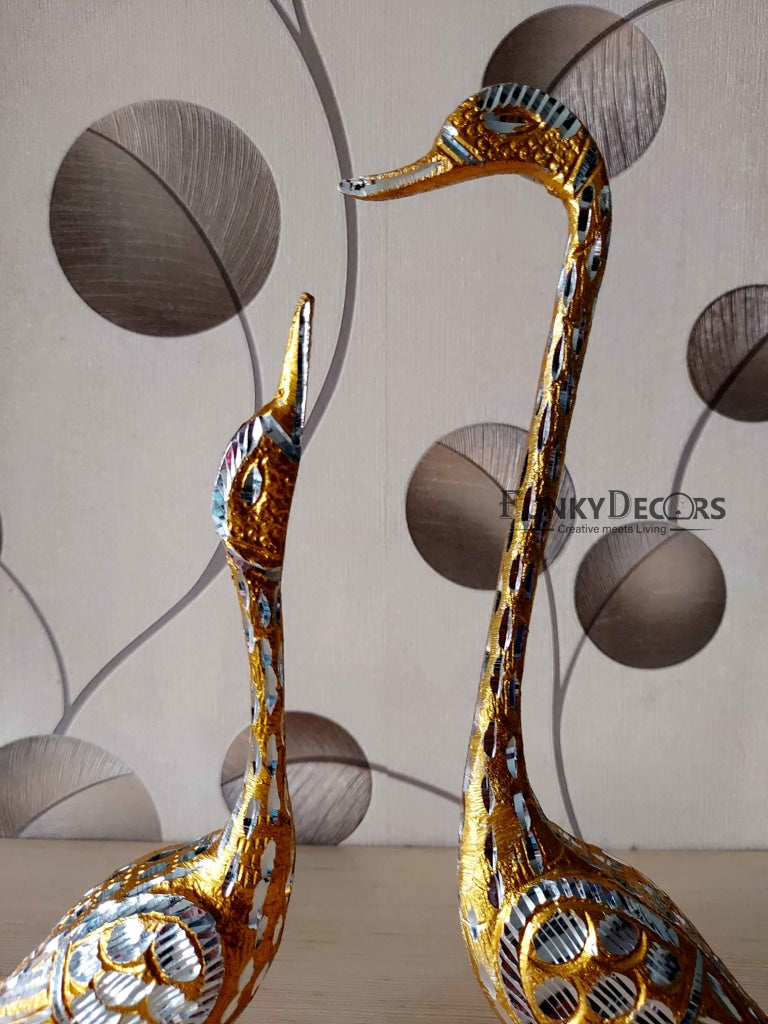 FunkyTradition Swan Love Birds Collectible Statue Metal Showpiece 28 Cm Tall Figurines