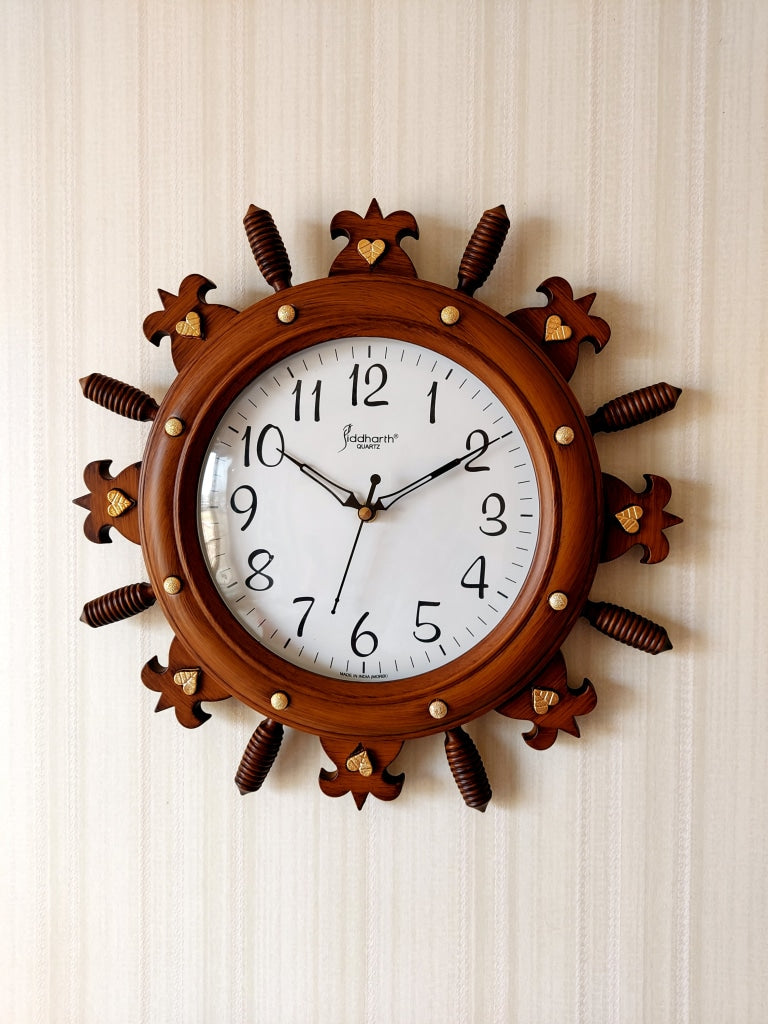 Funkytradition Vintage Battle Shield Decorative Retro Round Ship Steering Shape Wooden Texture