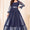 Women Navy Blue Colored Party Wear Woven Pure Organza Gown- Adiba Fashion