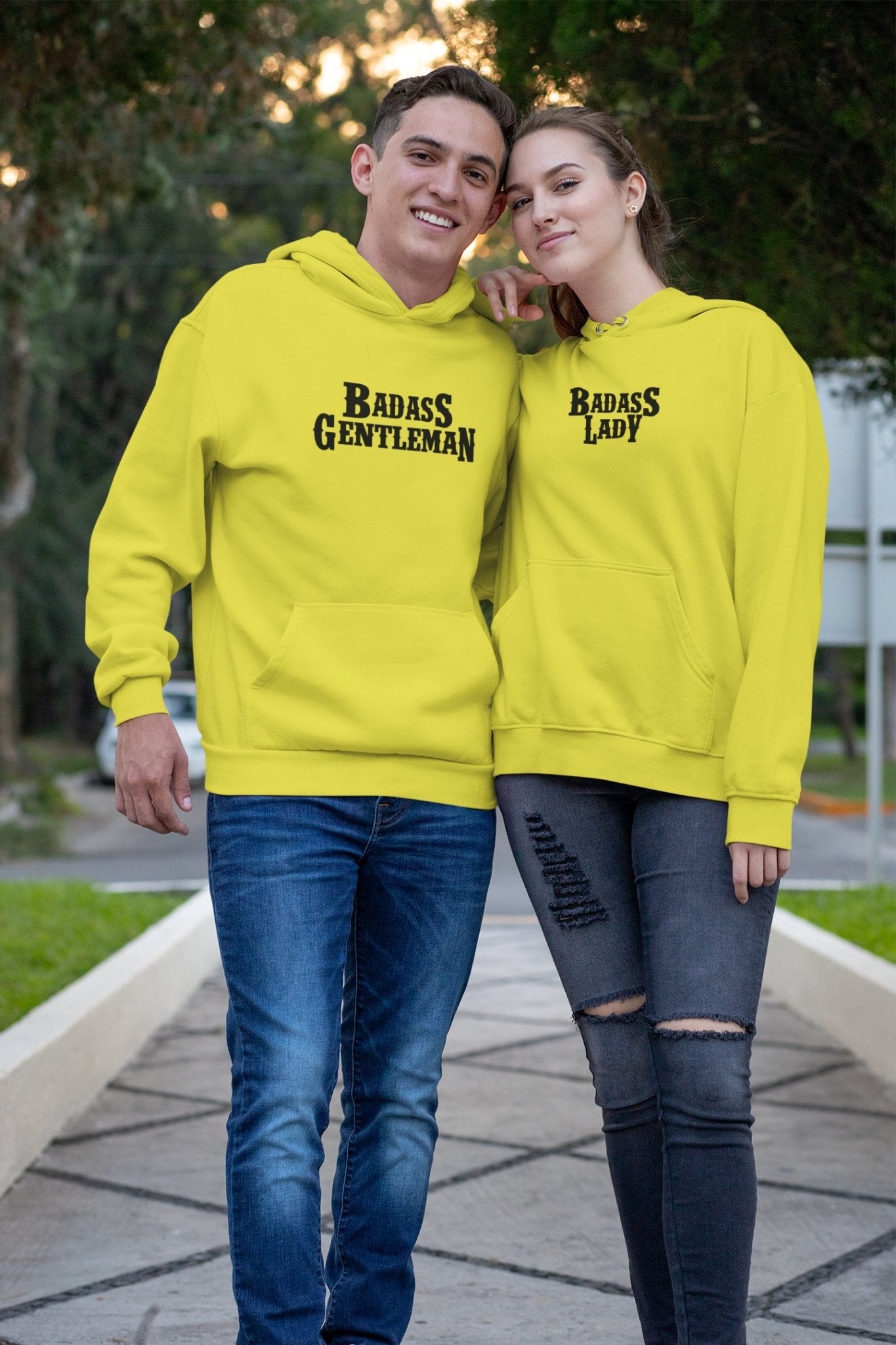 Gentleman Lady Couple Hoodie-FunkyTradition - FunkyTradition