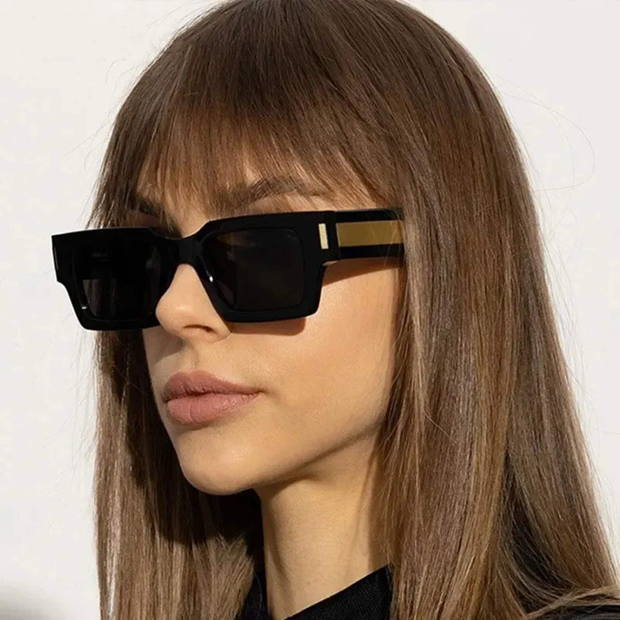 Ranveer Singh-Inspired Luxury Black Gold Frame Wayfarer Sunglasses – Black Lens Edition (Unisex)