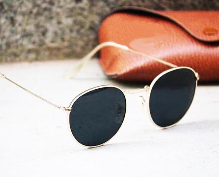 Gold, Black Round Lightweight Comfortable Sunglasses For Men and Women-FunkyTradition - FunkyTradition