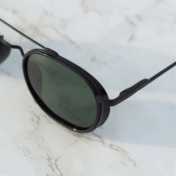 Green And Black S4612 Metal Frame Polarized Round Sunglasses For Men And Women-FunkyTradition - FunkyTradition