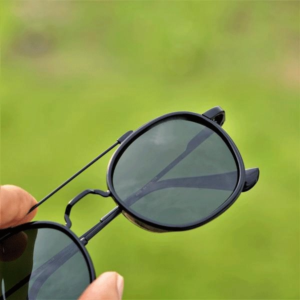 Green And Black S4612 Metal Frame Polarized Round Sunglasses For Men And Women-FunkyTradition - FunkyTradition