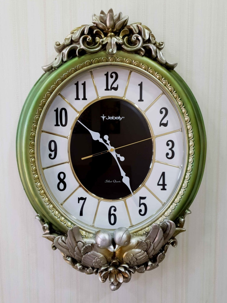 Green Grey Designer Vintage Style Lover Birds Marble Wall Clock For Home Office Decor And Gifts 62