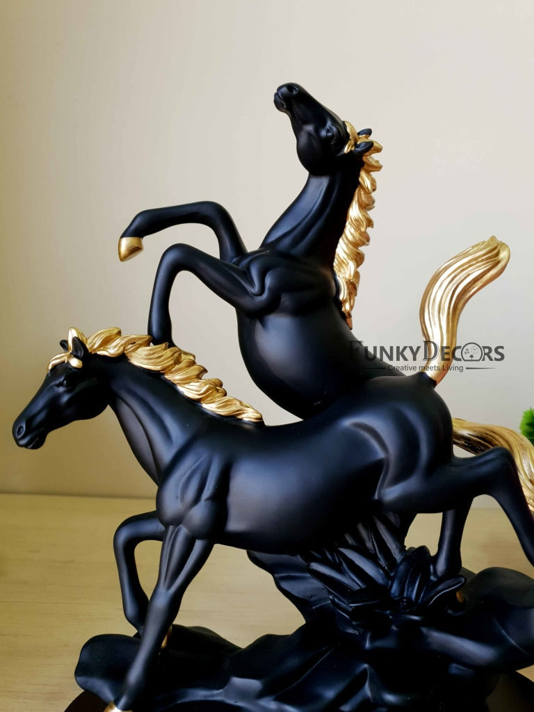 Horses Sculpture In Black And White Decorative Showpiece- FunkyTradition Figurines
