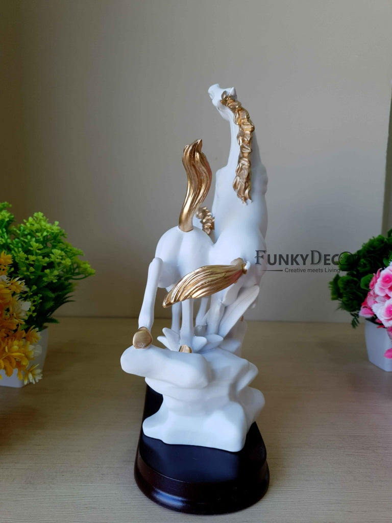 Horses Sculpture In Black And White Decorative Showpiece- FunkyTradition Figurines