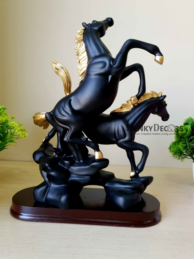 Horses Sculpture In Black And White Decorative Showpiece- FunkyTradition Figurines