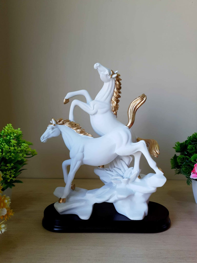 Horses Sculpture In Black And White Decorative Showpiece- FunkyTradition Figurines
