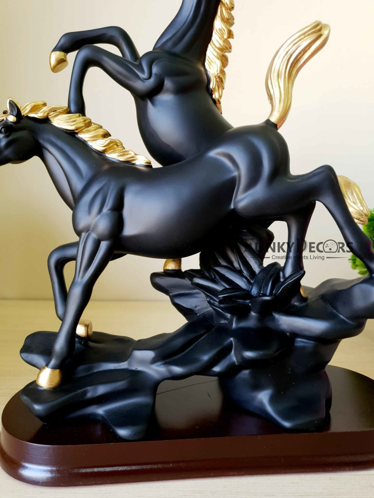 Horses Sculpture In Black And White Decorative Showpiece- FunkyTradition Figurines