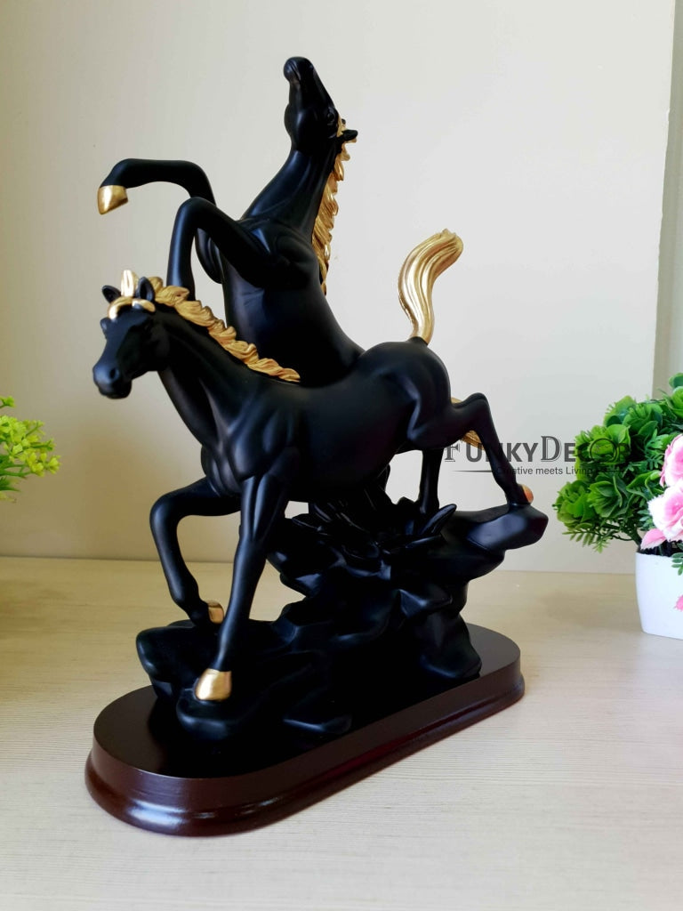 Horses Sculpture In Black And White Decorative Showpiece- FunkyTradition Figurines