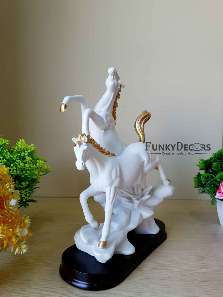 Horses Sculpture In Black And White Decorative Showpiece- FunkyTradition Figurines