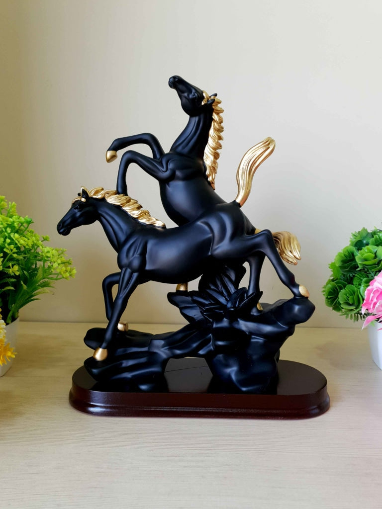 Horses Sculpture In Black And White Decorative Showpiece- FunkyTradition Figurines