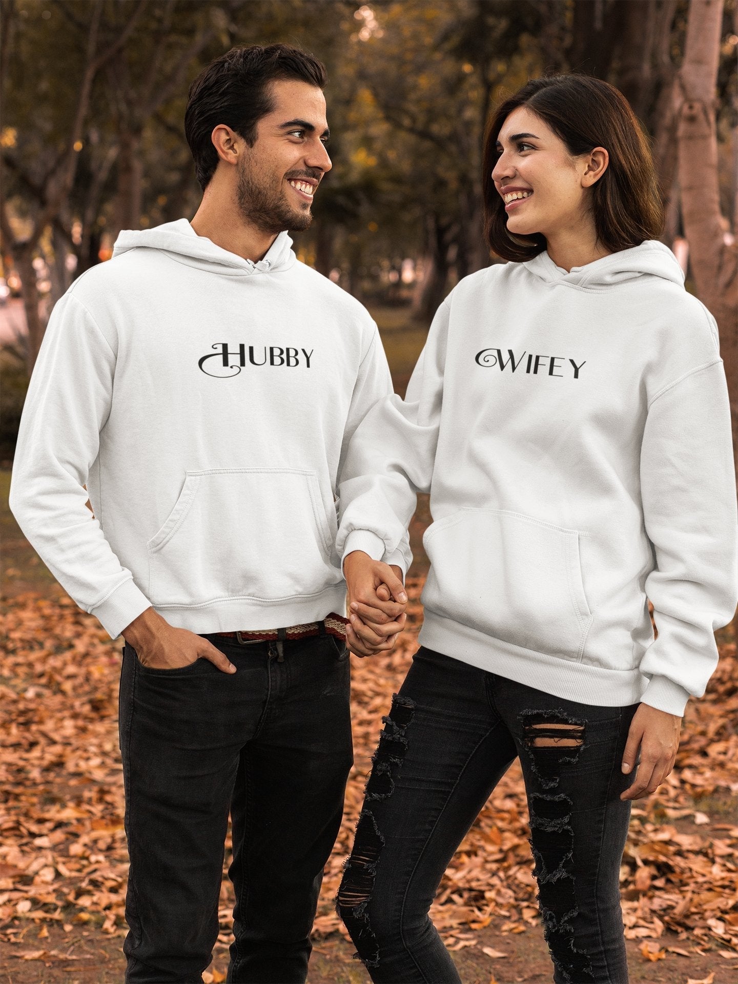 Hubby Wifey Couple Hoodie-FunkyTradition - FunkyTradition