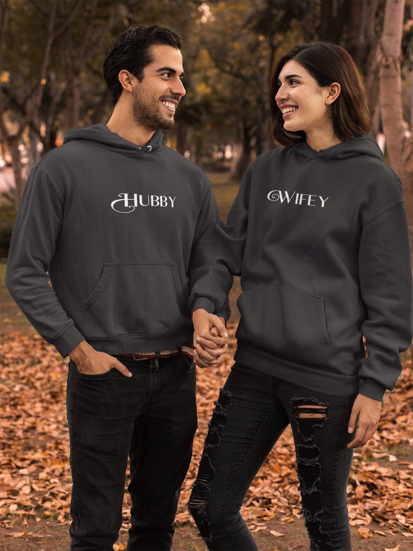 Hubby Wifey Couple Hoodie-FunkyTradition - FunkyTradition