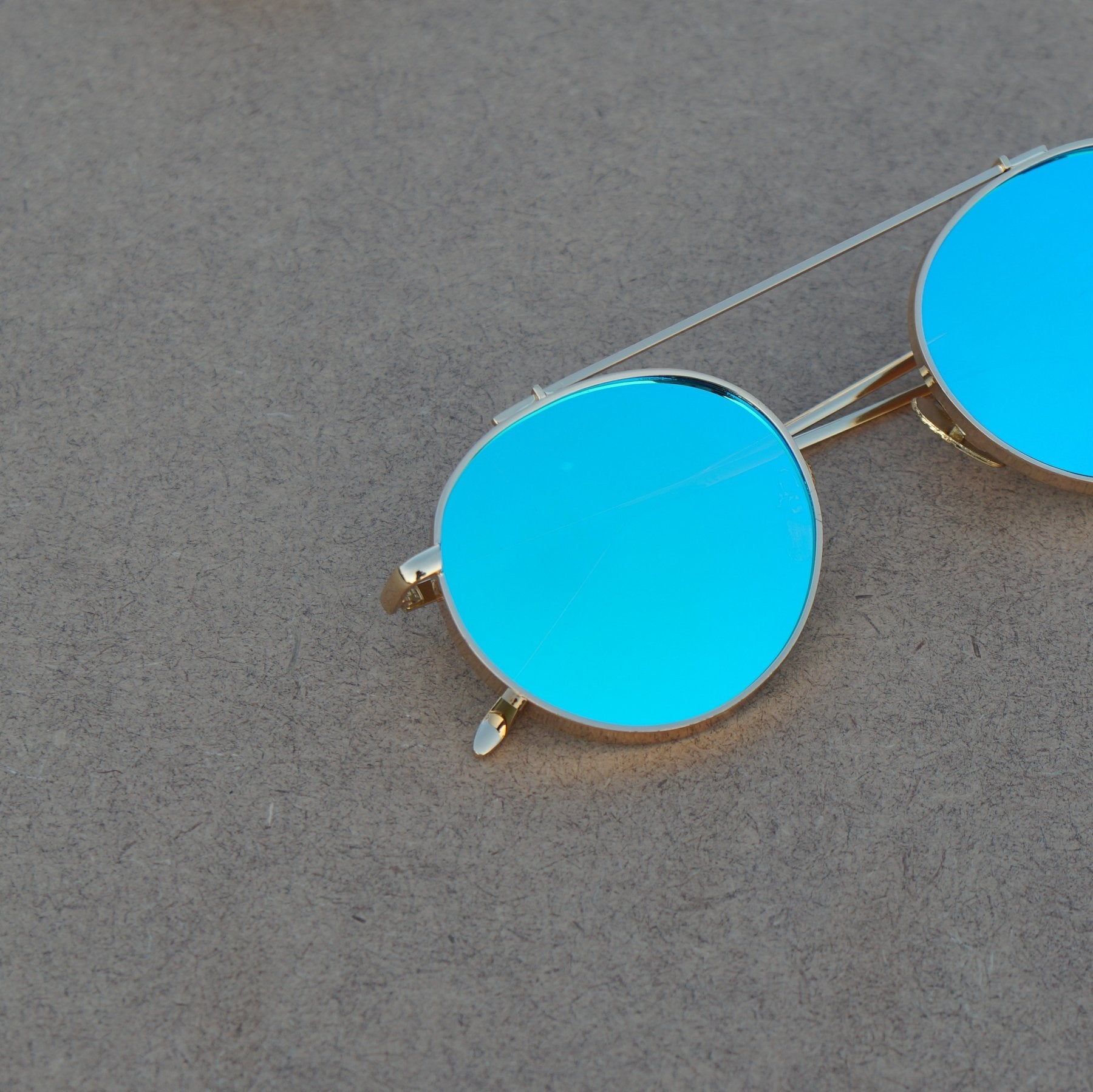 Round Aqua Blue And Gold Sunglasses For Men And Women-FunkyTradition