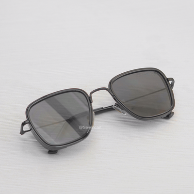 Stylish Square Full Black Retro Sunglasses For Men And Women-FunkyTradition