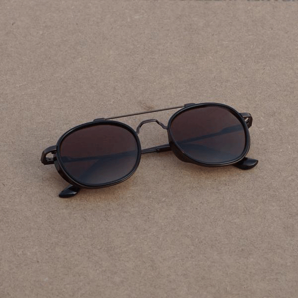 Golden Brown S4612 Metal Frame Polarized Round Sunglasses For Men And Women-FunkyTradition