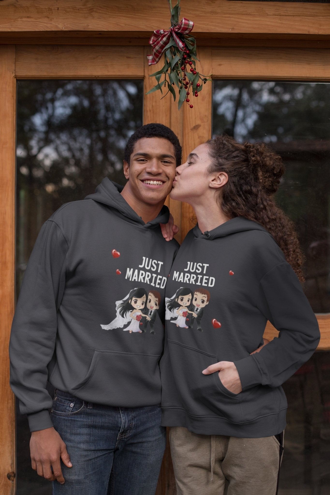 Just Married Couple Hoodie-FunkyTradition - FunkyTradition