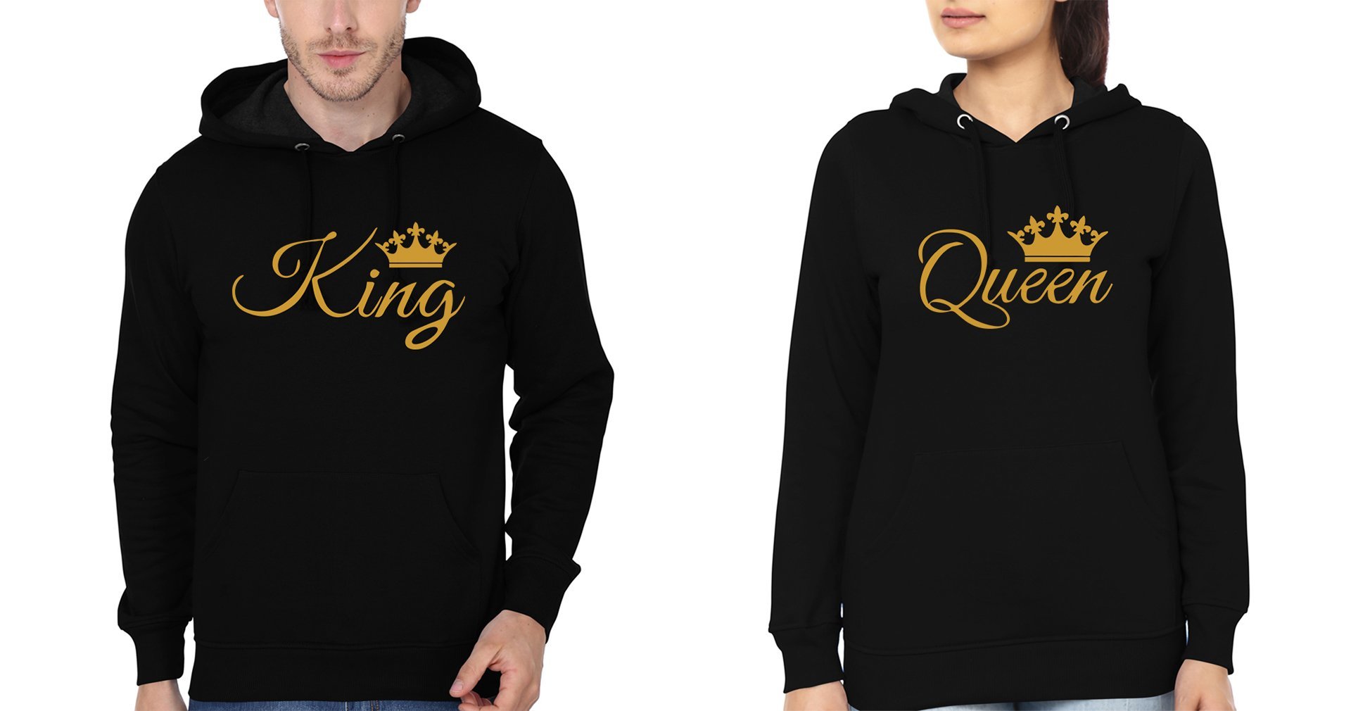 King n Queen Couple Hoodie-FunkyTradition - FunkyTradition