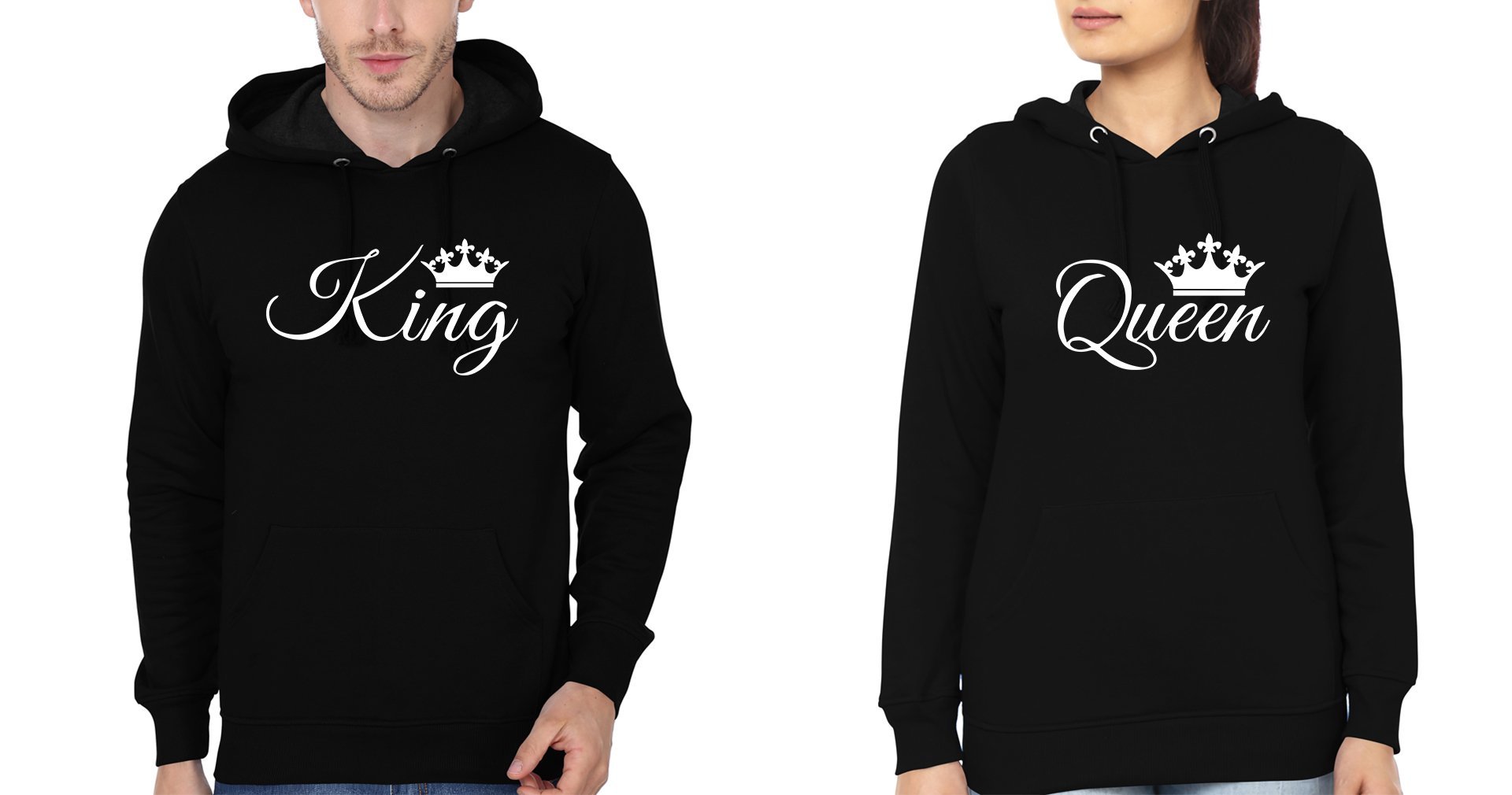 King Queen Couple Hoodie-FunkyTradition - FunkyTradition