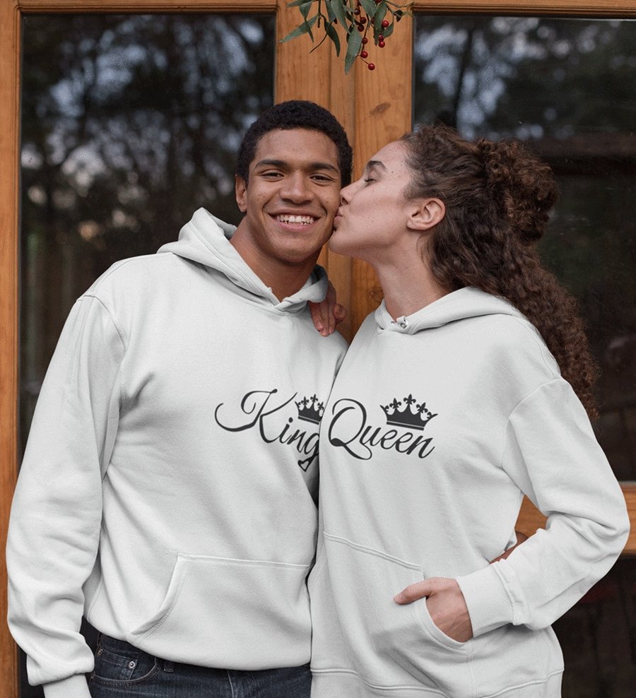 King Queen Couple Hoodie-FunkyTradition - FunkyTradition