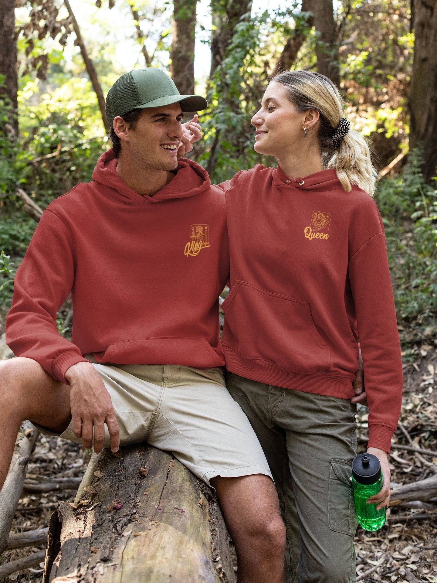 King Queen Couple Hoodie-FunkyTradition - FunkyTradition