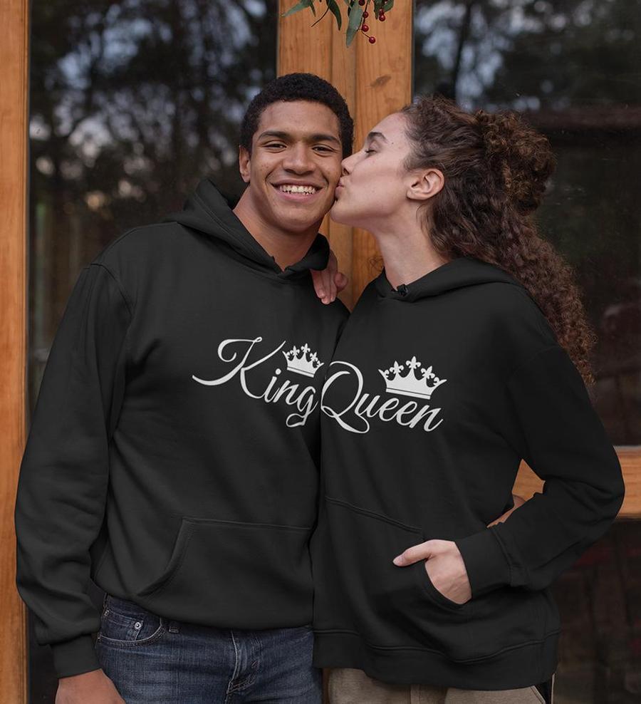 King Queen Couple Hoodie-FunkyTradition - FunkyTradition