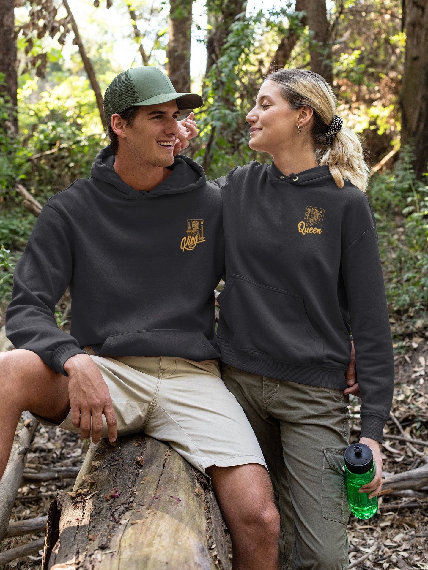 King Queen Couple Hoodie-FunkyTradition - FunkyTradition