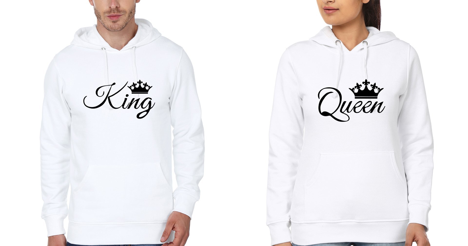 King Queen Couple Hoodie-FunkyTradition - FunkyTradition