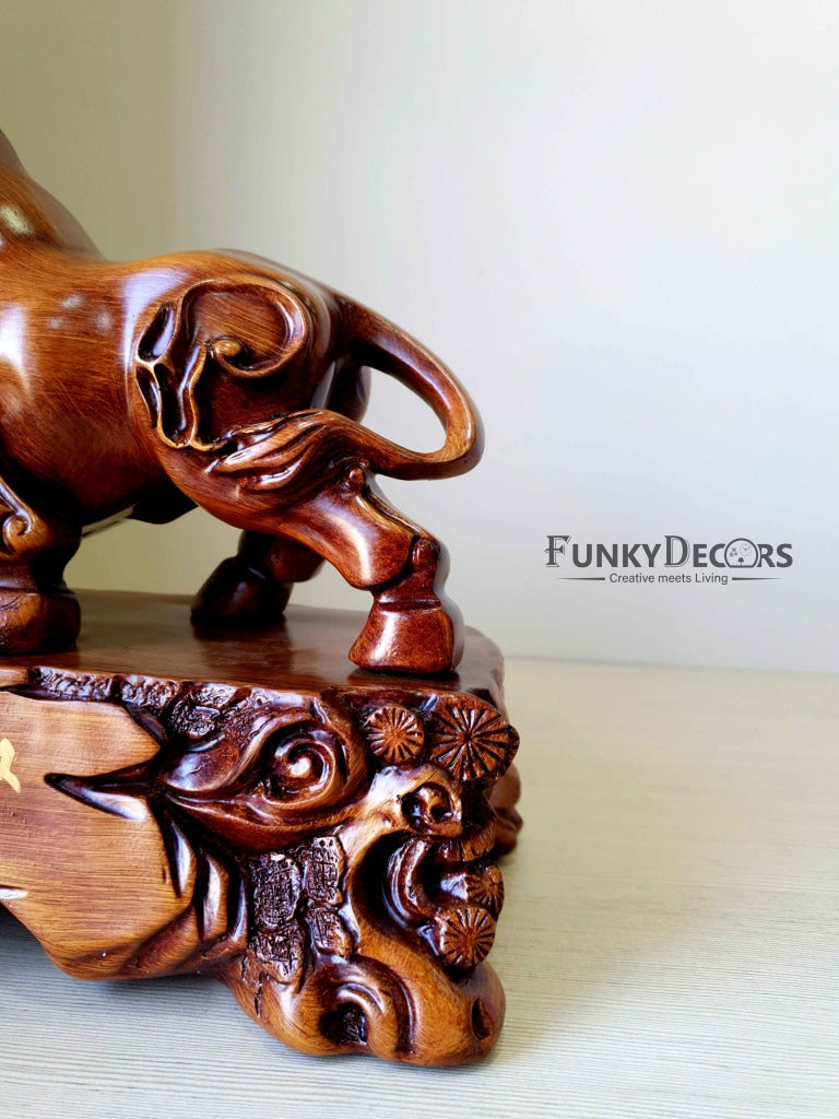 Lucky Feng Shui Bull Sculpture In Brown Decorative Showpiece Animal Figurine- FunkyTradition Figurines