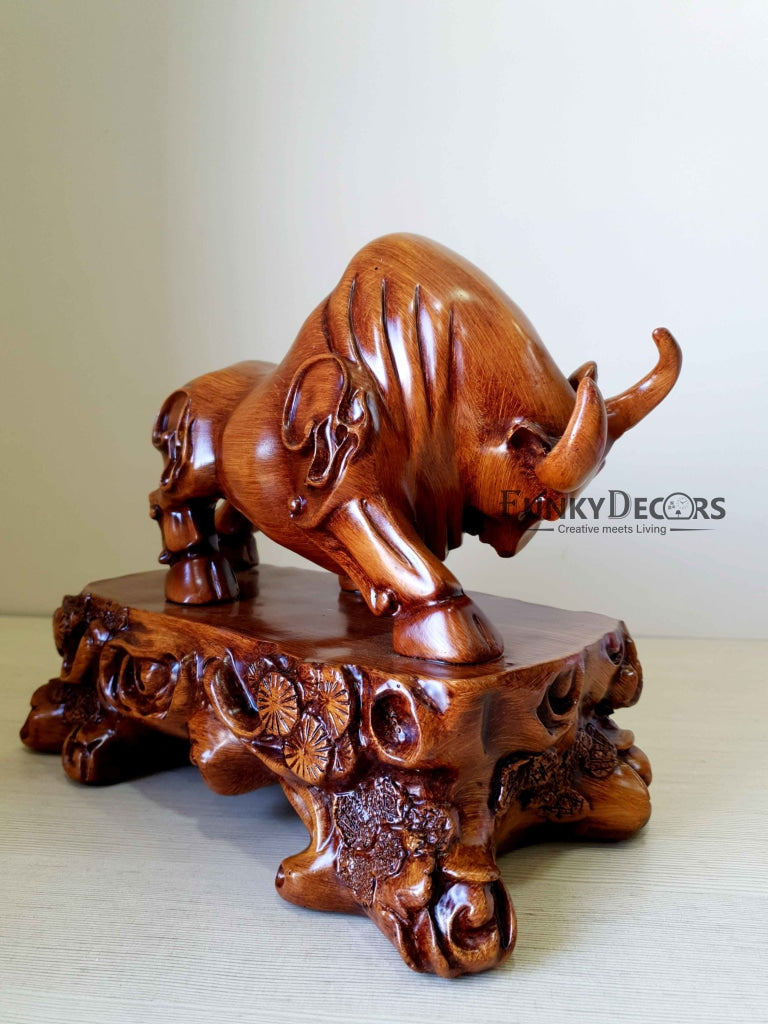 Lucky Feng Shui Bull Sculpture In Brown Decorative Showpiece Animal Figurine- FunkyTradition Figurines