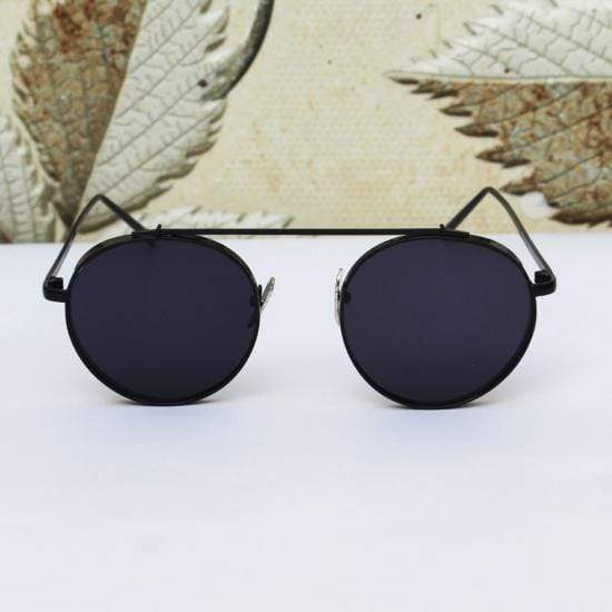 Mafia Round Cap Black Frame Black Glass Aviator Sunglasses-FunkyTradition Premium FunkyTradition
