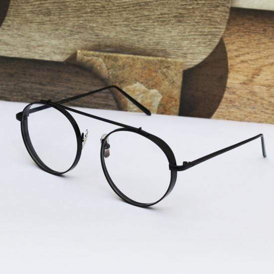 Mafia Round Cap Black Frame Clear Glass Aviator Sunglasses-FunkyTradition Premium FunkyTradition