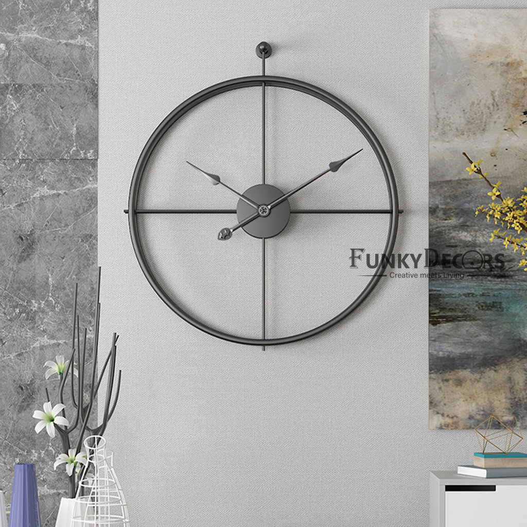 Minimal Black Metal Analog Wall Clock- Funkytradition Clocks