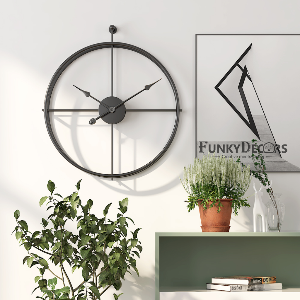 Minimal Black Metal Analog Wall Clock- Funkytradition Clocks