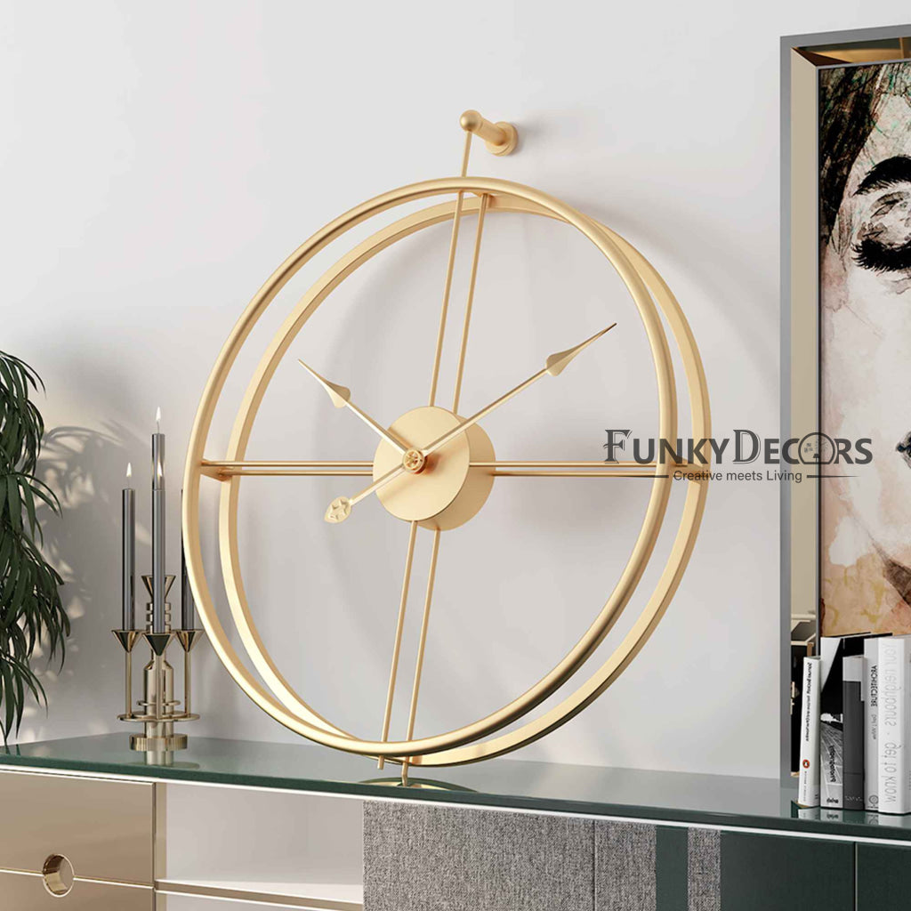 Minimal Golden Metal Analog Wall Clock- Funkytradition Clocks