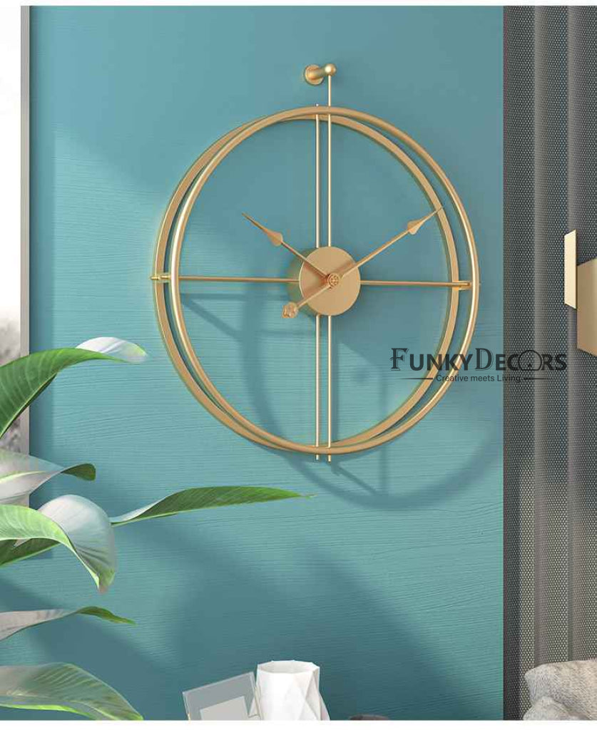 Minimal Golden Metal Analog Wall Clock- Funkytradition Clocks