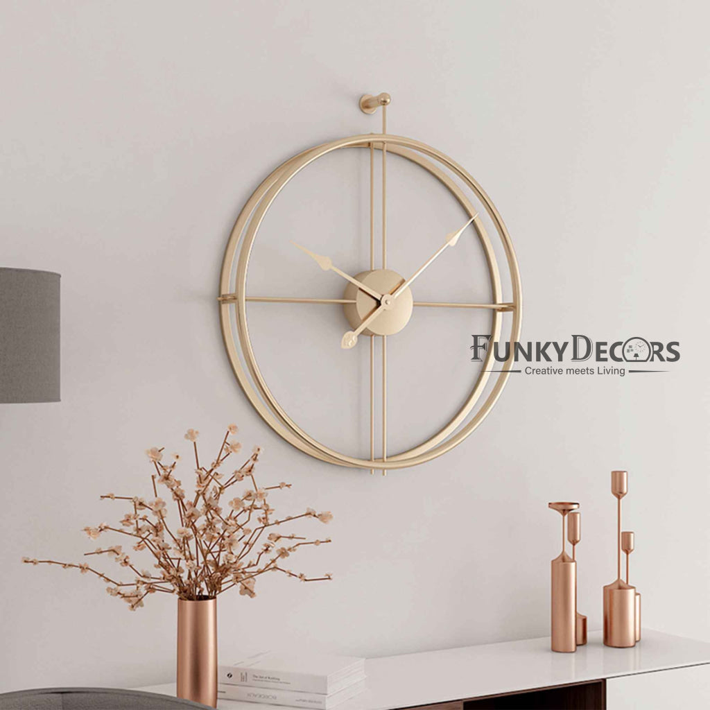Minimal Golden Metal Analog Wall Clock- Funkytradition Clocks